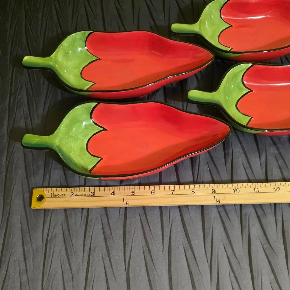Clay Art Fiesta Chili Pepper Shaped Serveware Set - Red and Green